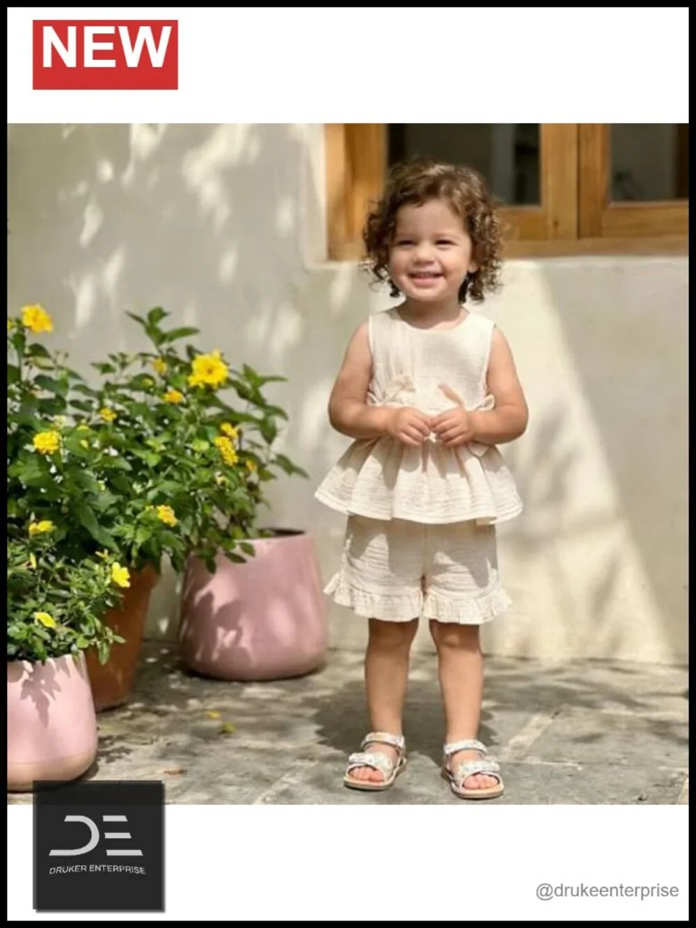 Girls Summer Ruffle Short Set, Cotton Gauze Cami Top & Shorts Outfit